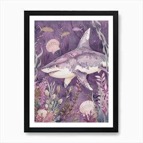 Purple Goblin Shark Illustration 1 Art Print