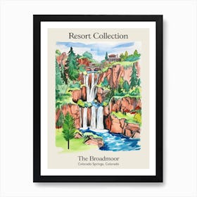 Poster Of The Broadmoor   Colorado Springs, Colorado   Resort Collection Storybook Illustration 2 Art Print