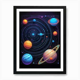 Default Neon Black Light Sgraffito Solar System 3d Illustratio 2 (4) Art Print