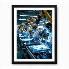 Factory Floor Bustling With Activity Workers Engaged In The Craft Of Welding Robots Precise In The (1) Poster