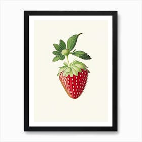 Strawberry Plant,, Fruit, Marker Art Illustration 3 Art Print