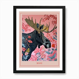 Floral Animal Painting Moose 2 Poster Art Print