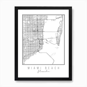 Miami Beach Florida Street Map Art Print