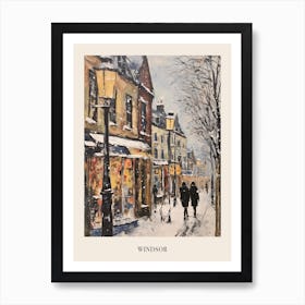 Vintage Winter Painting Poster Windsor United Kingdom Art Print