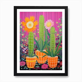 Mexican Style Cactus Illustration Carnegiea Gigantea Cactus 2 Art Print