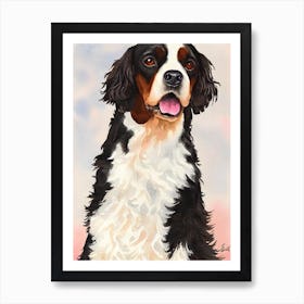 American Water Spaniel 2 Watercolour Dog Art Print