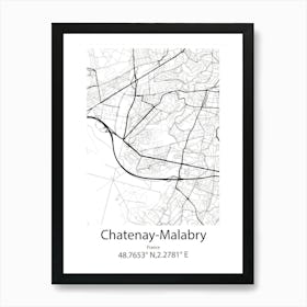 Chatenay Malabry,France Minimalist Map Art Print