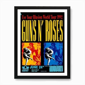 Guns Roses 1992 Use Your Illusion World Tour Poster Art Print