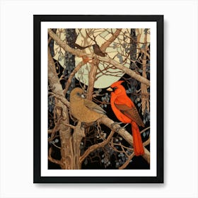 Art Nouveau Birds Poster Cardinal 1 Art Print
