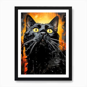 Black Cat With Yellow Eyes animal Art Print