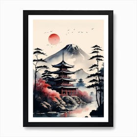 Japanese Landscape Watercolor Painting (9) Art Print