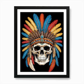 Skull Indian Headdress (11) Art Print