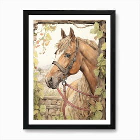 Storybook Animal Watercolour Horse 4 Art Print