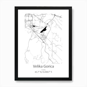 Velika Gorica,Croatia Minimalist Map Art Print