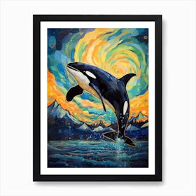 Orca Whale Coast At Night Art Print