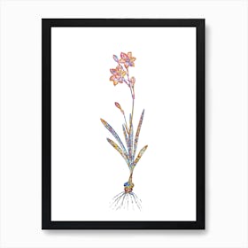 Stained Glass Coppertips Mosaic Botanical Illustration on White Art Print