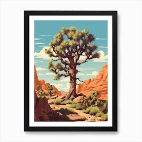  Retro Illustration Of A Joshua Tree In Rocky Landscape 4 Art Print