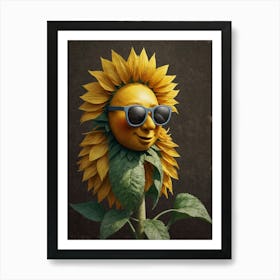 Sunflower With Sunglasses Art Print