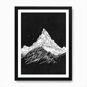 Geal Charn Alder Mountain Line Drawing 3 Art Print