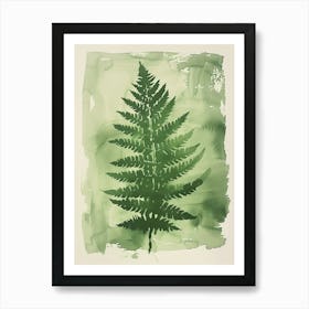 Green Ink Painting Of A Button Fern 3 Art Print