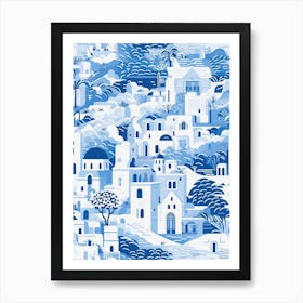 Mykonos Greece, Inspired Travel Pattern 1 Art Print