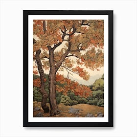 Elm 2 Vintage Autumn Tree Print  Art Print