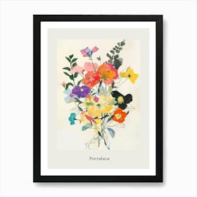 Portulaca 3 Collage Flower Bouquet Poster Art Print