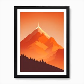 Misty Mountains Vertical Composition In Orange Tone 12 Art Print