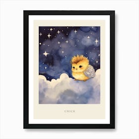Baby Chick Sleeping In The Clouds Nursery Poster Art Print