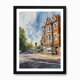 Croydon London Borough   Street Watercolour 4 Art Print