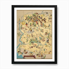 Vintage Arizona Pictorial Map 1935 Art Print