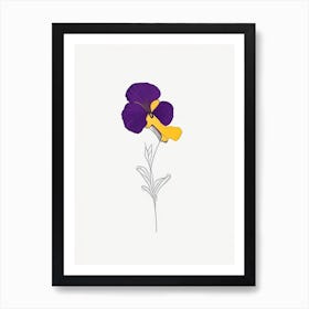 Pansy Floral Minimal Line Drawing 1 Flower Art Print