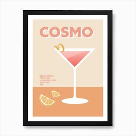 Cosmo Cocktail Pink Orange Colourful Wall Art Print