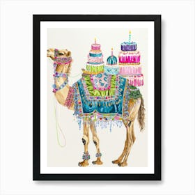 Camel With Cake Art Print