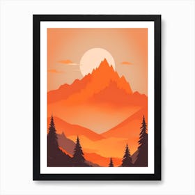 Misty Mountains Vertical Composition In Orange Tone 189 Art Print