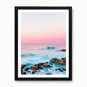 Sveti Stefan Beach, Montenegro Pink Photography 2 Art Print