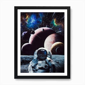 Astronaut Lot Of Planets Art Print