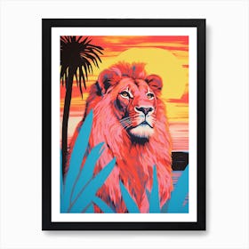 Lion In The Sunset Colour Pop 3 Art Print