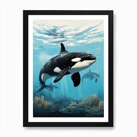 Orca Whales Underwear Realistic 2 Art Print