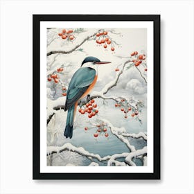 Winter Bird Painting Kingfisher 3 Art Print