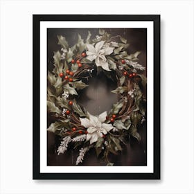 Holly Wreath Art Print