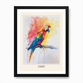 Parrot Colourful Watercolour 1 Poster Art Print