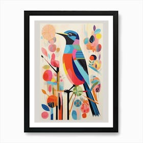 Colourful Scandi Bird Swallow 3 Art Print