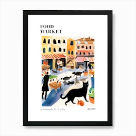 The Food Market In Rome 2 Illustration Poster Art Print