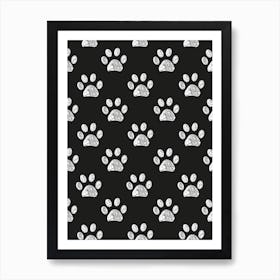 Black White Paw Prints Art Print