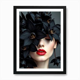 Black Orchids in her face Art Print