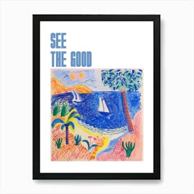 See The Good Poster Seaside Doodle Matisse Style 9 Art Print