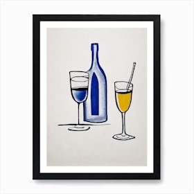 American Sparkling Wine Picasso Line Drawing Cocktail Poster Art Print