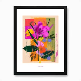 Flax Flower 2 Neon Flower Collage Poster Art Print