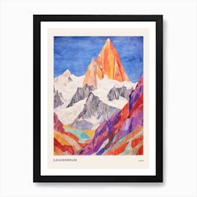 Gasherbrum China 2 Colourful Mountain Illustration Poster Art Print